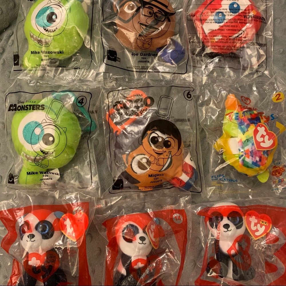 9 DISNEY/PIXAR + TY BEANIE BABIES Happy Meal Toys